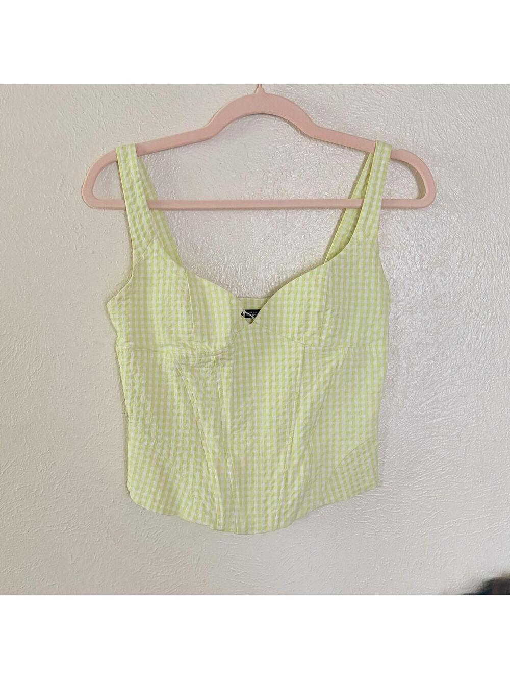 Zara Corset Top Lime & White Gingham Small Cottagecore